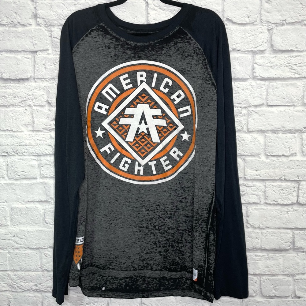 American Fighter Long Sleeve Shirt Large Distressed Graphic T-Shirt Training Div